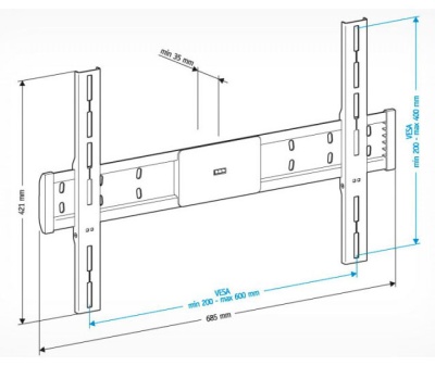 Кронштейн для телевизора Holder LCD-F6608 черный 32"-90" макс.45кг настенный фиксированный