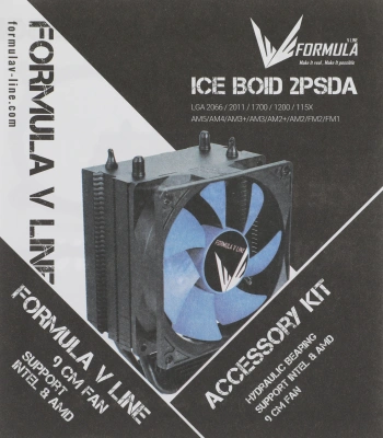 Устройство охлаждения(кулер) Formula Ice Boid 2PSDA Soc-AM5/AM4/1200/1700/1851 черный/синий 4-pin 17-34dB Al+Cu 100W Ret