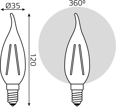 Лампа филам. Gauss Filament 7Вт цок.:E14 свеча 220B св.свеч.бел.нейт. CF35 (упак.:10шт) (104801207)