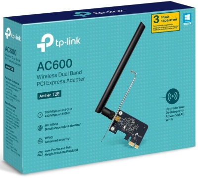 Сетевой адаптер Wi-Fi TP-Link Archer T2E AC600 PCI Express (ант.внеш.съем) 1ант.