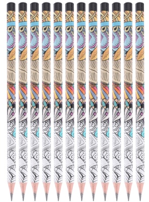 Набор карандашей ч/г Deli EU53300 Arti Graff 2B шестигран. тополь рисунок кор.европод. (12шт)