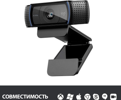Камера Web Logitech HD Pro C920 черный 2Mpix (1920x1080) USB2.0 с микрофоном (960-000998)