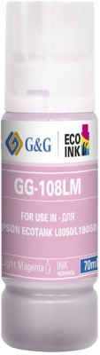 Чернила G&G GG-108LM C13T09C64A светло-пурпурный70мл для Epson Ecotank L8050/L18050