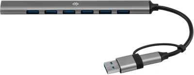 Разветвитель USB-C + USB-A Digma DHUB-7USB-AC-2.0 7порт. серебристый