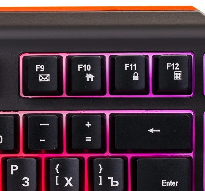 Клавиатура Оклик 710G BLACK DEATH черный/оранжевый USB Multimedia for gamer LED (476393) кабель 1.5м