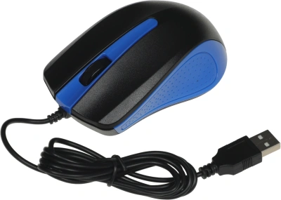 Мышь Оклик 225M черный/синий оптическая 1200dpi USB 3but (288233)
