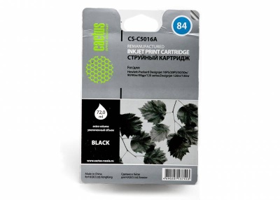 Картридж струйный Cactus CS-C5016A №84 черный (72мл) для HP DJ 10PS/20PS/30GP/50PS/90/120/130DE с чипом