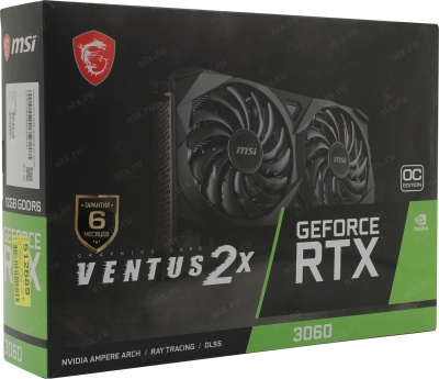 Видеокарта MSI PCI-E 4.0 RTX 3060 VENTUS 2X OC RU NVIDIA GeForce RTX 3060 12288Mb 192 GDDR6 1680/15000 HDMIx1 DPx3 HDCP Ret