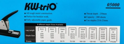 Степлер мощный Kw-Trio 5000 23/6 23/8 23/10 23/13 23/15 23/17 23/20 23/23 (200листов) серый/черный металл/пластик коробка