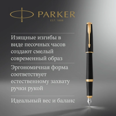 Ручка перьев. Parker Urban Core F309 (1931593) Muted Black GT F сталь нержавеющая подар.кор.
