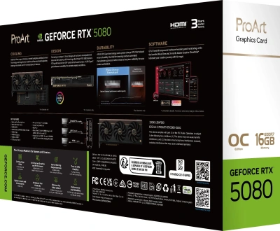 Видеокарта Asus PCI-E 5.0 PROART-RTX5080-O16G NVIDIA GeForce RTX 5080 16Gb 256bit GDDR7 2700/30000 HDMIx1 DPx3 HDCP Ret