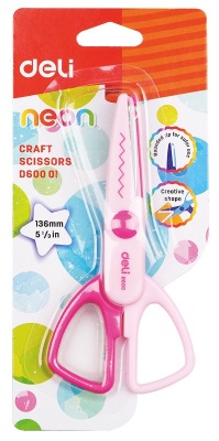 Ножницы Deli ED60001 Neon детские 136мм ручки пластиковые сталь ассорти блистер
