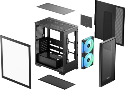 Корпус Deepcool CG580 MESH 2F черный без БП ATX 10x120mm 3x140mm 2xUSB3.0 audio bott PSU