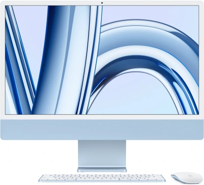 Моноблок Apple iMac A2874 24" 4.5K M3 8 core (4) 8Gb SSD256Gb 8 core GPU macOS WiFi BT 143W клавиатура мышь Cam синий 4480x2520