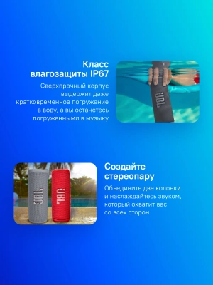 Колонка порт. JBL Flip 6 серый 30W 1.0 BT 10м 4800mAh (JBLFLIP6GREY)