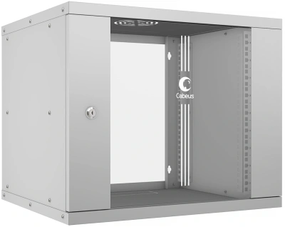 Шкаф коммутационный Cabeus (WSC-05D-9U55/45) настенный 9U 550x450мм пер.дв.стекл 30кг серый 340мм 14кг 220град. 450мм IP20 сталь