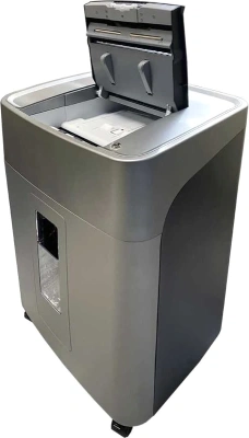 Шредер Office Kit SA300 (1,9х15) серый/черный с автоподачей (секр.P-5) фрагменты 11лист. 45лтр. скобы пл.карты