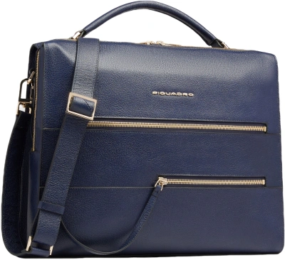 Деловая сумка женская Piquadro Patricia CA4098W140/BLU с отделением для ноутбука 14" синяя натур.кожа