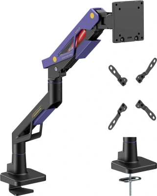 Кронштейн для мониторов Ultramounts UM741BP черный/фиолетовый 24"-57" макс.30кг крепление к столешнице поворот и наклон