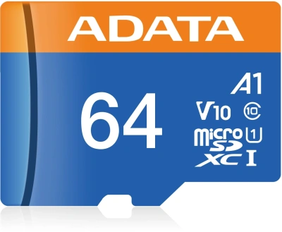 Флеш карта microSDXC 64GB A-Data AUSDX64GUICL10A1-RA1 Premier + adapter