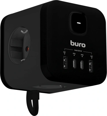 Сетевой удлинитель Buro BU-PC3.1UС-Plus-B 1.5м (3 розетки) черный (коробка)