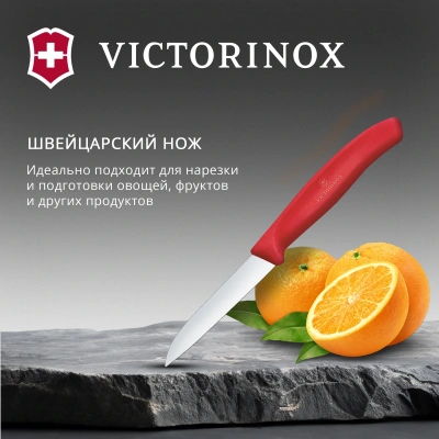 Нож кухонный Victorinox Swiss Classic 6.7401.C1 стальной разделочный для чистки овощей и фруктов лезв.80мм прямая заточка красный