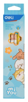Карандаш ч/г Deli MiYou EC012-2B 2B шестигран. карт.кор. (12шт)