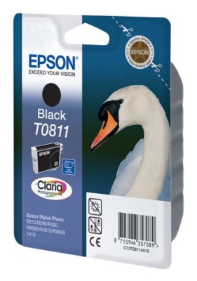 Картридж струйный Epson T0811 C13T11114A10 черный (480стр.) (11.1мл) для Epson R270/290/RX590