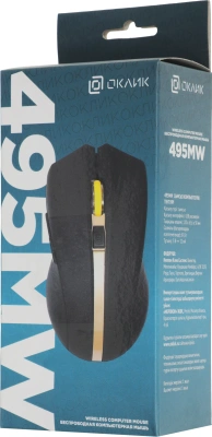Мышь Оклик 495MW черный/золотистый оптическая 1600dpi беспров. USB для ноутбука 6but (998168)
