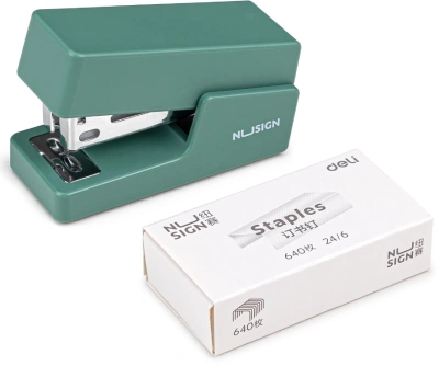 Степлер Deli NS083GREEN Nusign 24/6 26/6 (12листов) зеленый 40скоб блистер