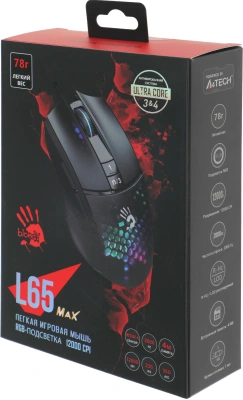 Мышь A4Tech Bloody L65 Max черный/фиолетовый оптическая 12000dpi USB 6but (L65 MAX/HONEYCOMB)