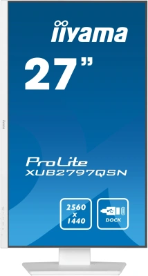 Монитор Iiyama 27" ProLite XUB2797QSN-W2 белый IPS LED 16:9 HDMI M/M матовая HAS Piv 1300:1 300cd 178гр/178гр 2560x1440 100Hz DP Quad HD 2K (1440p) USB 6.1кг