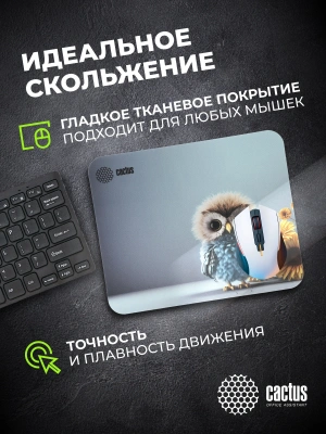 Коврик для мыши Cactus Owl gray рисунок 300x250x3мм (CS-MPC-D12M)