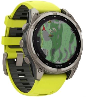 Смарт-часы Garmin Fenix 8 Solar 47мм 1.3" MIP корп.серебристый рем.желтый (010-02906-21)