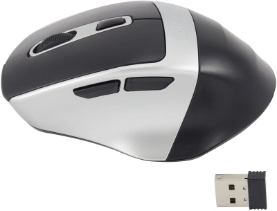 Мышь Оклик 516MW черный/серебристый оптическая 1600dpi silent беспров. BT/Radio USB для ноутбука 6but (1978689)