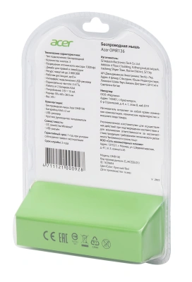 Мышь Acer OMR136 красный оптическая 1000dpi беспров. USB для ноутбука 3but (ZL.MCEEE.01J)