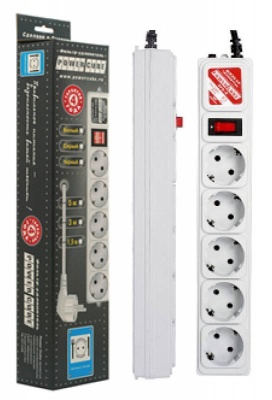 Сетевой фильтр Powercube SPG-B-15-GREY 5м (5 розеток) серый (коробка)