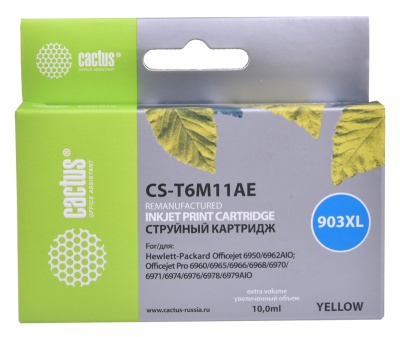 Картридж струйный Cactus CS-T6M11AE №903XL желтый (14.2мл) для HP OJP 6950/6960/6970