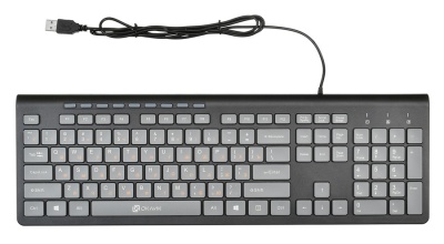 Клавиатура Оклик 480M черный/серый USB slim Multimedia (1067199) кабель 1.5м