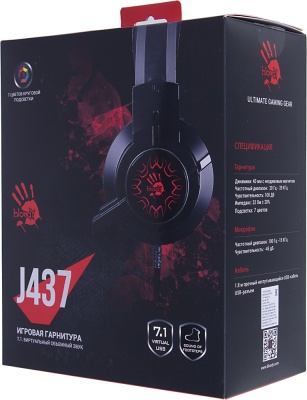 Наушники с микрофоном A4Tech Bloody J437 черный 1.8м мониторные USB оголовье (J437)