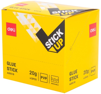 Клей-карандаш Deli EA20210 20гр корп.желтый ПВП дисплей картонный усиленный Stick UP