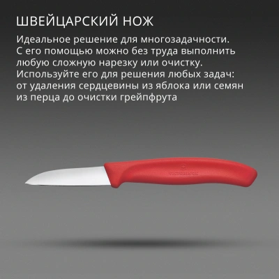 Нож кухонный Victorinox Swiss Classic 6.7301.C1 стальной разделочный для чистки овощей и фруктов лезв.60мм прямая заточка красный