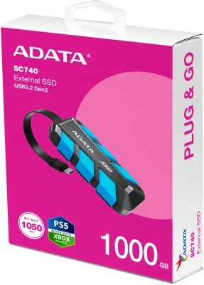 Накопитель SSD A-Data USB3.2 Gen2 1000GB SC740-1000G-CBU SC740 синий