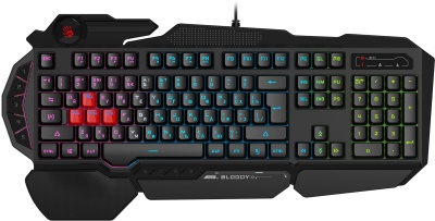 Клавиатура A4Tech B314 черный USB Multimedia for gamer LED (подставка для запястий) кабель 1.8м