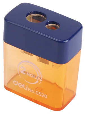 Точилка для карандашей ручная Deli E0526 2 отверстия пластик ассорти блистер