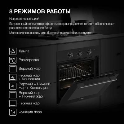 Духовой шкаф Электрический Hyundai HEO 66412 BG черный