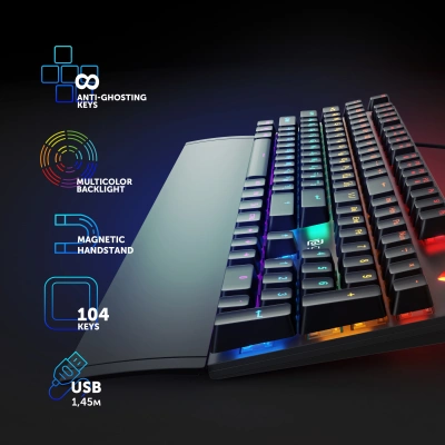 Клавиатура Оклик 935G RAGNAR механическая черный USB Multimedia for gamer LED (подставка для запястий) (1460068) кабель 1.2м