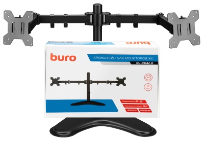 Кронштейн для мониторов ЖК Buro BU-M042-D черный 17"-32" макс.16кг настольный поворот и наклон верт.перемещ.