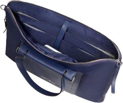 Деловая сумка женская Piquadro Lyra CA4021W92T/BLU с отделением для ноутбука 15.6" темно-синяя нейлон/натур.кожа