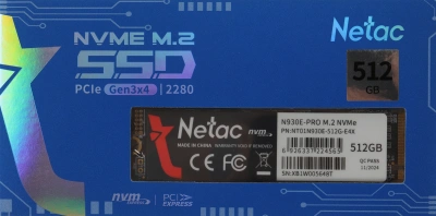 Накопитель SSD Netac PCIe 3.0 x4 512GB NT01N930E-512G-E4X N930E Pro M.2 2280